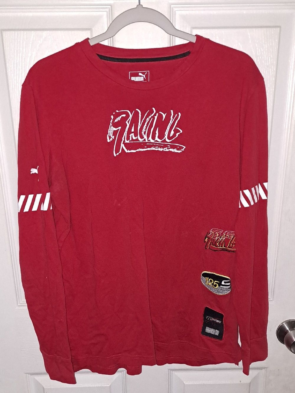 Puma Red Long-Sleeve Graphic Shirt with White Accents